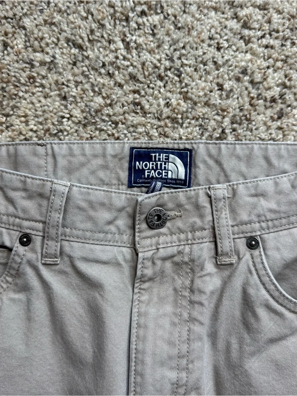 The North Face Mens 34 Regular Pants Beige Cotton Blend Straight Outdoor Hiking